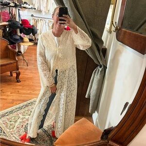 Vintage 1950s Handmade Lace Kimono Robe